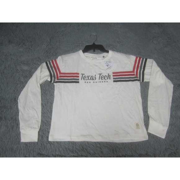 Pressbox Tops - Texas Tech Shirt Womens Medium NWT White Sandra Long Sleeve Cropped Top Tee